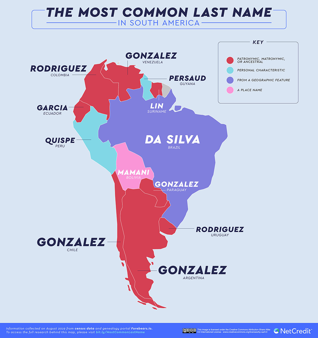 Mapa revela os nomes mais populares em todo o Mundo