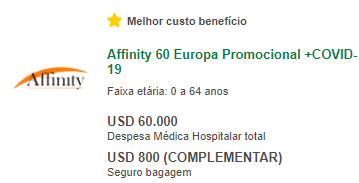 Affinity 60 Europa Promocional +COVID-19 - Entrar em Portugal
