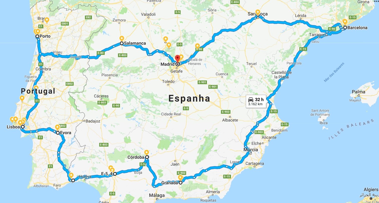 mapa espanha e portugal - Pesquisa Google  Portugal cidades, Roteiro de  viagem portugal, Mapa de portugal cidades
